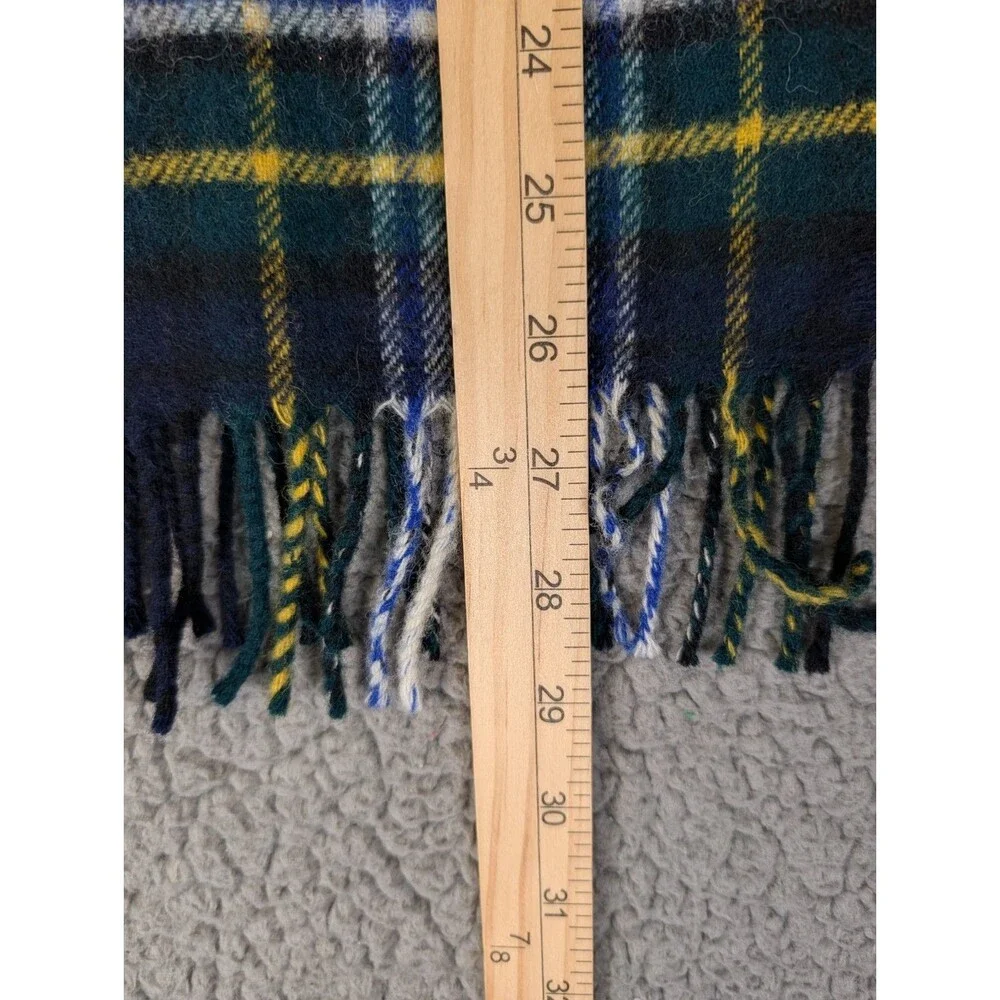 Tie Rack Lambswool Scarf Green Blue Tartan Plaid Scotland Neck Warmer Preppy